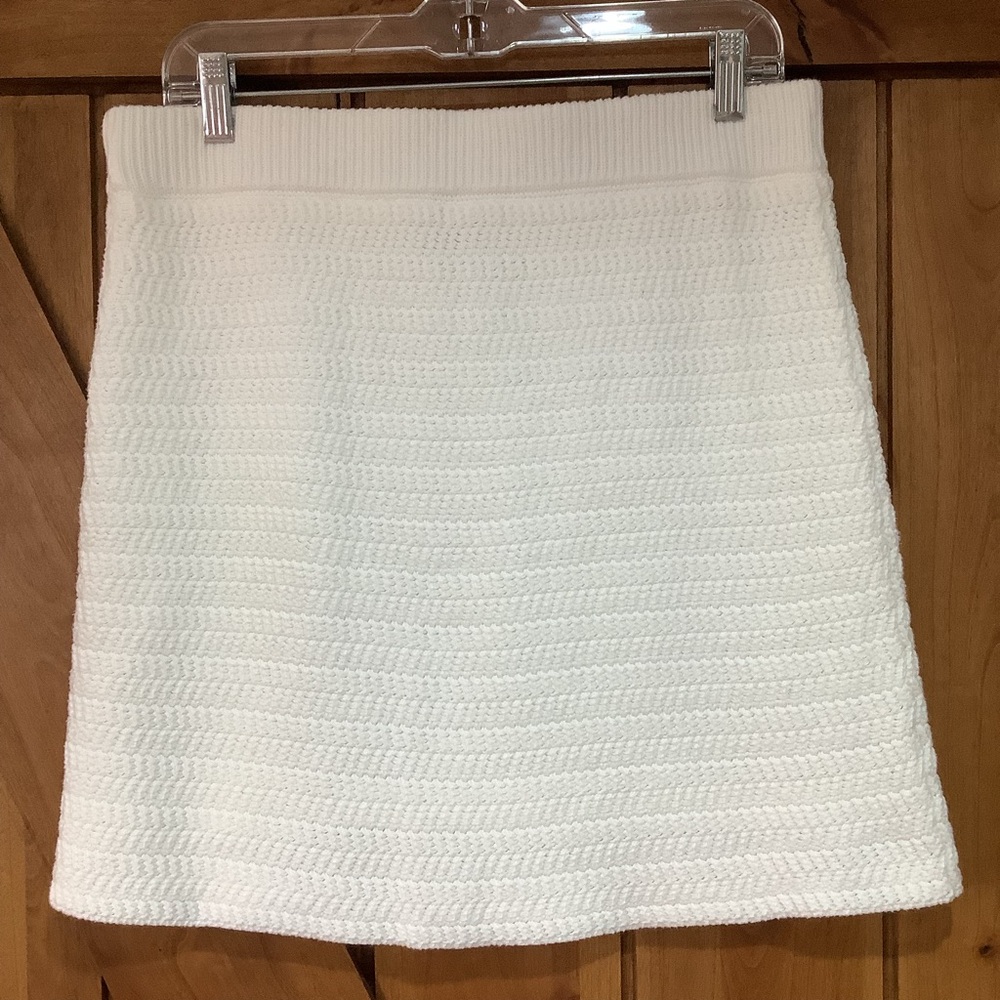 HOUSE OF HARLOW Crochet Knit Ivory Winter White Sweater Mini Skirt Size L